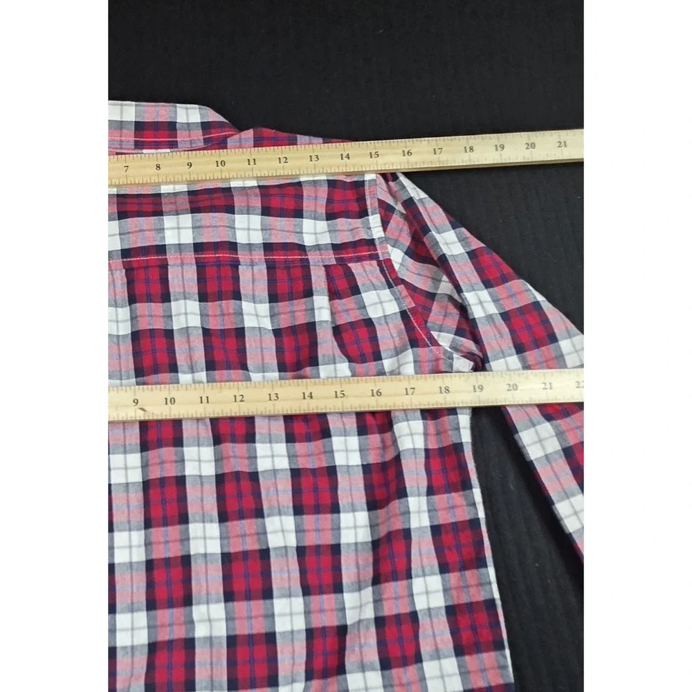 The Children's Place Shirt Size 16 XXL Blue Red White Plaid Button Down L/S